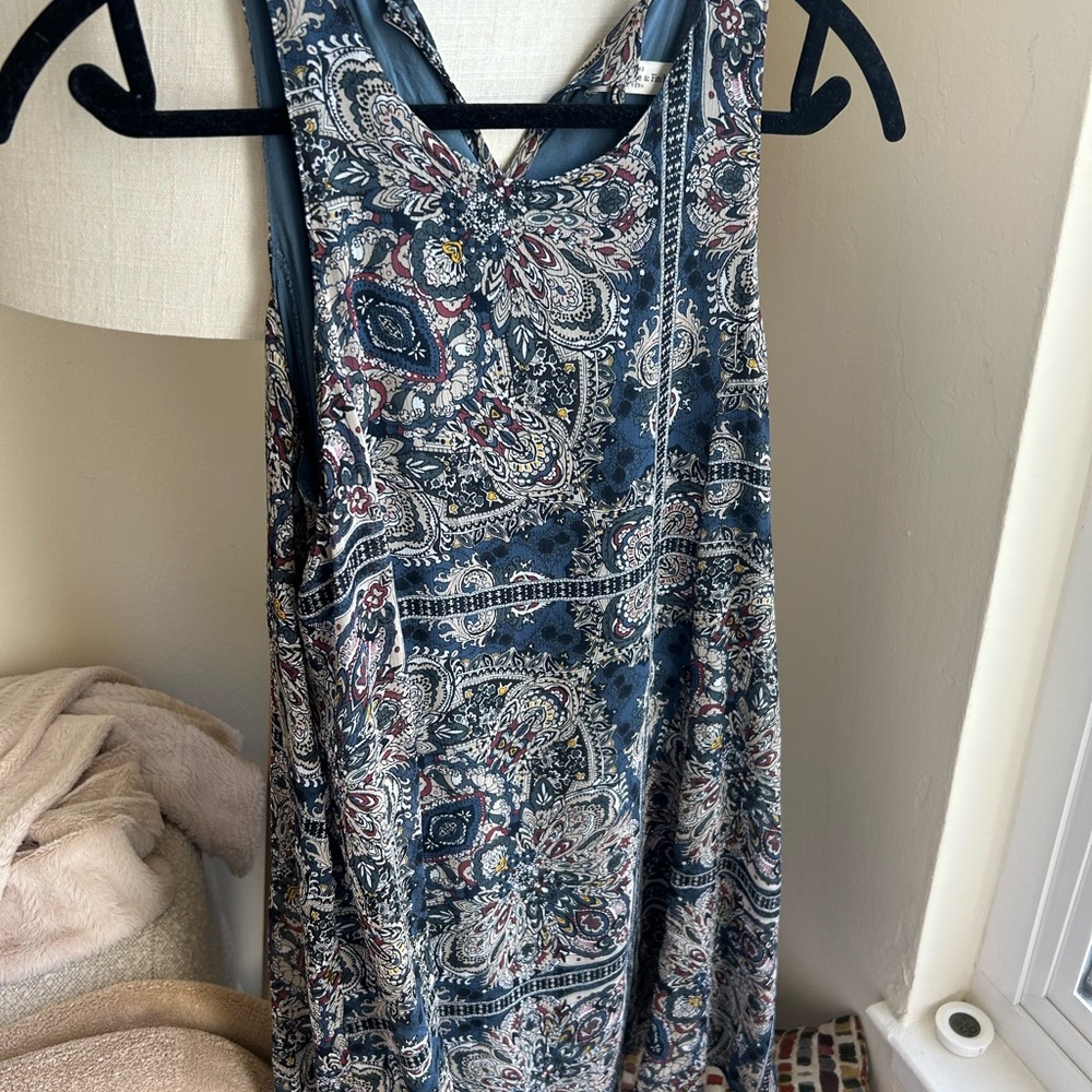 Abercrombie & Fitch Blue and White Halter Midi Sundress